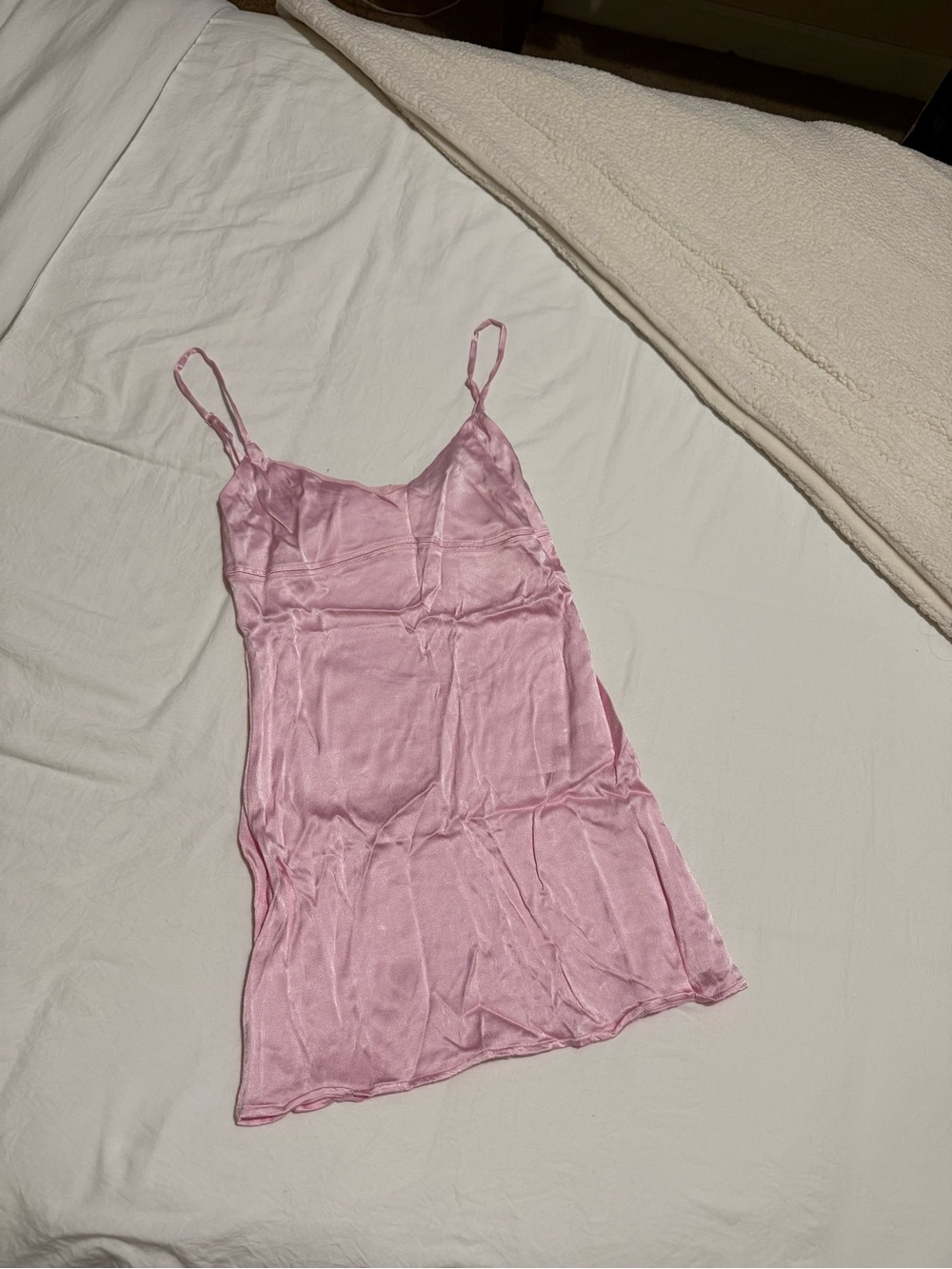 Zara Light Pink Satin Mini Slip Dress with Adjustable Straps